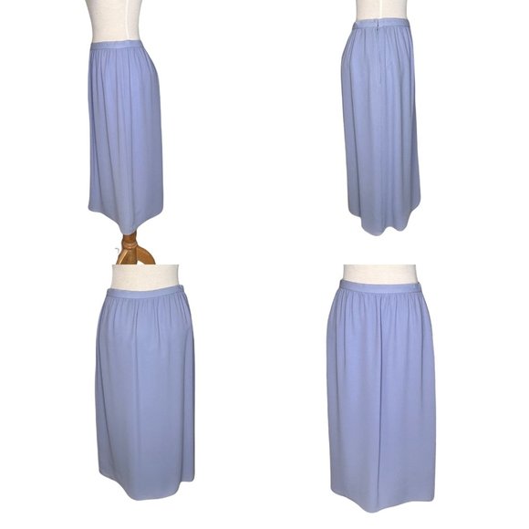 Albert Nippon Petites Blouse and Skirt Set Chiffon Pleated Top Blue 70s Pristine - Picture 8 of 8